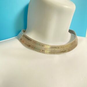 MONET Modernist Silver Tone Vintage Wide Choker Necklace